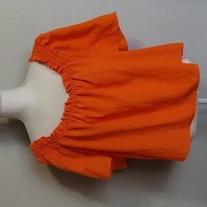 ELOQUII blouse orange flutter sleeve cropped top size 20 Eloquii